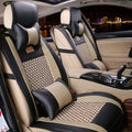 Khaki Orange Leather Car Seat Cover Full Set for 5 Seats L3674