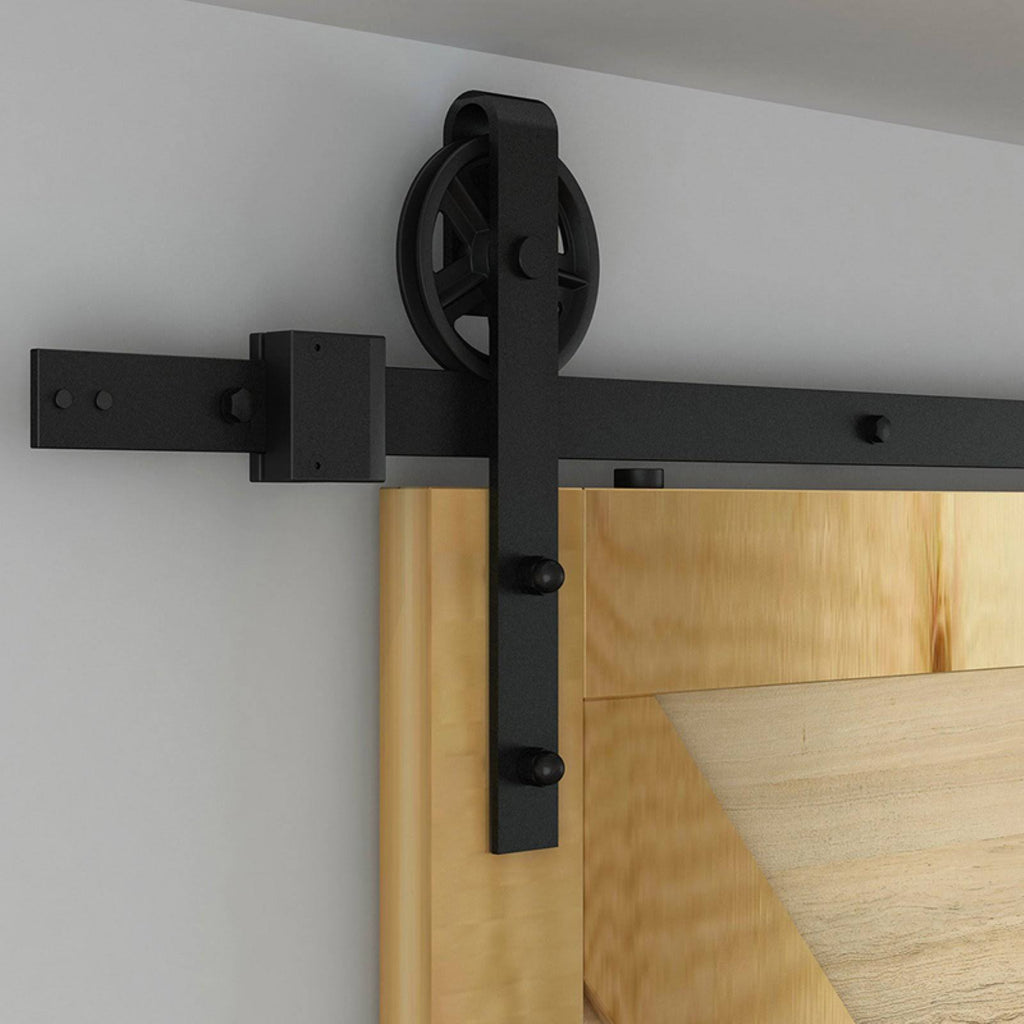 Black Rolling Barn Door Hardware Kit Rail F357925