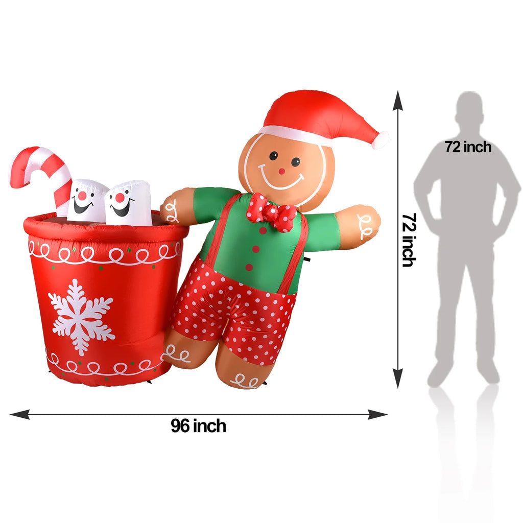 5.9ft Christmas Inflatable Gingerbread Man with LED Lights L12810
