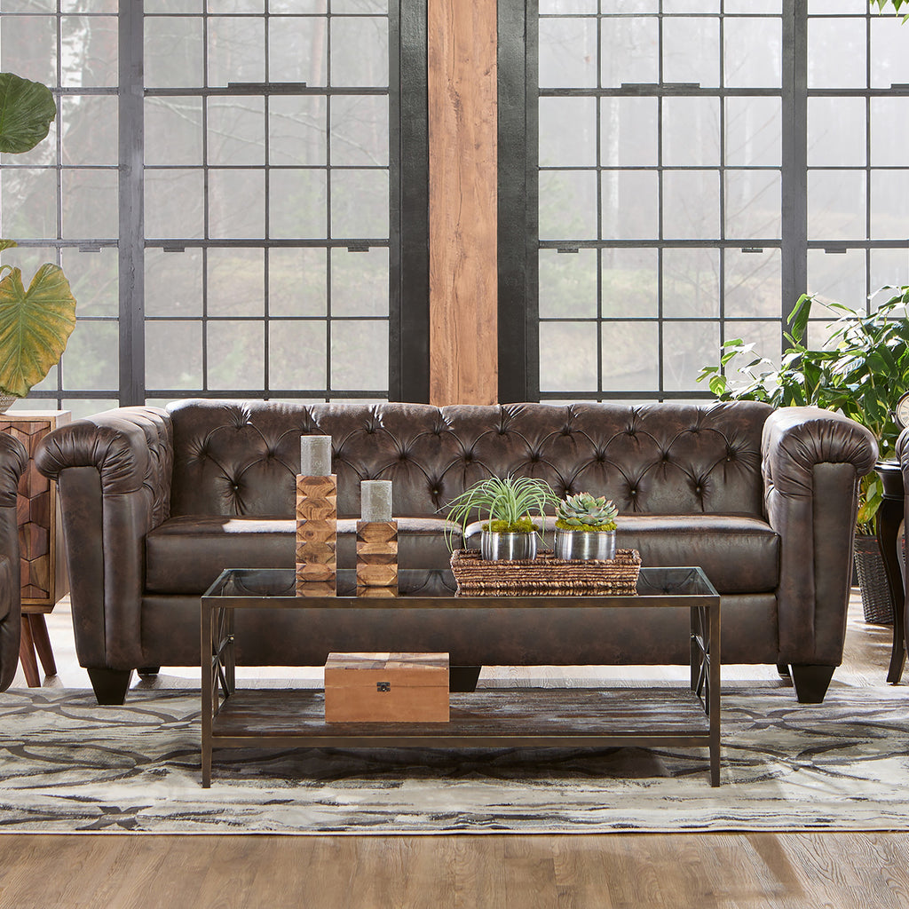 Faux Leather Chesterfield Sofa M2795