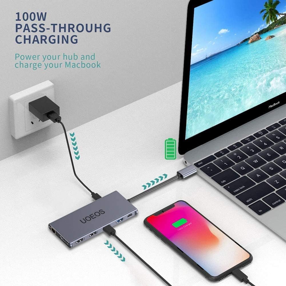 USB C Docking Station with Dual HDMI, VGA, 100W PD, Ethernet, Card Reader G722