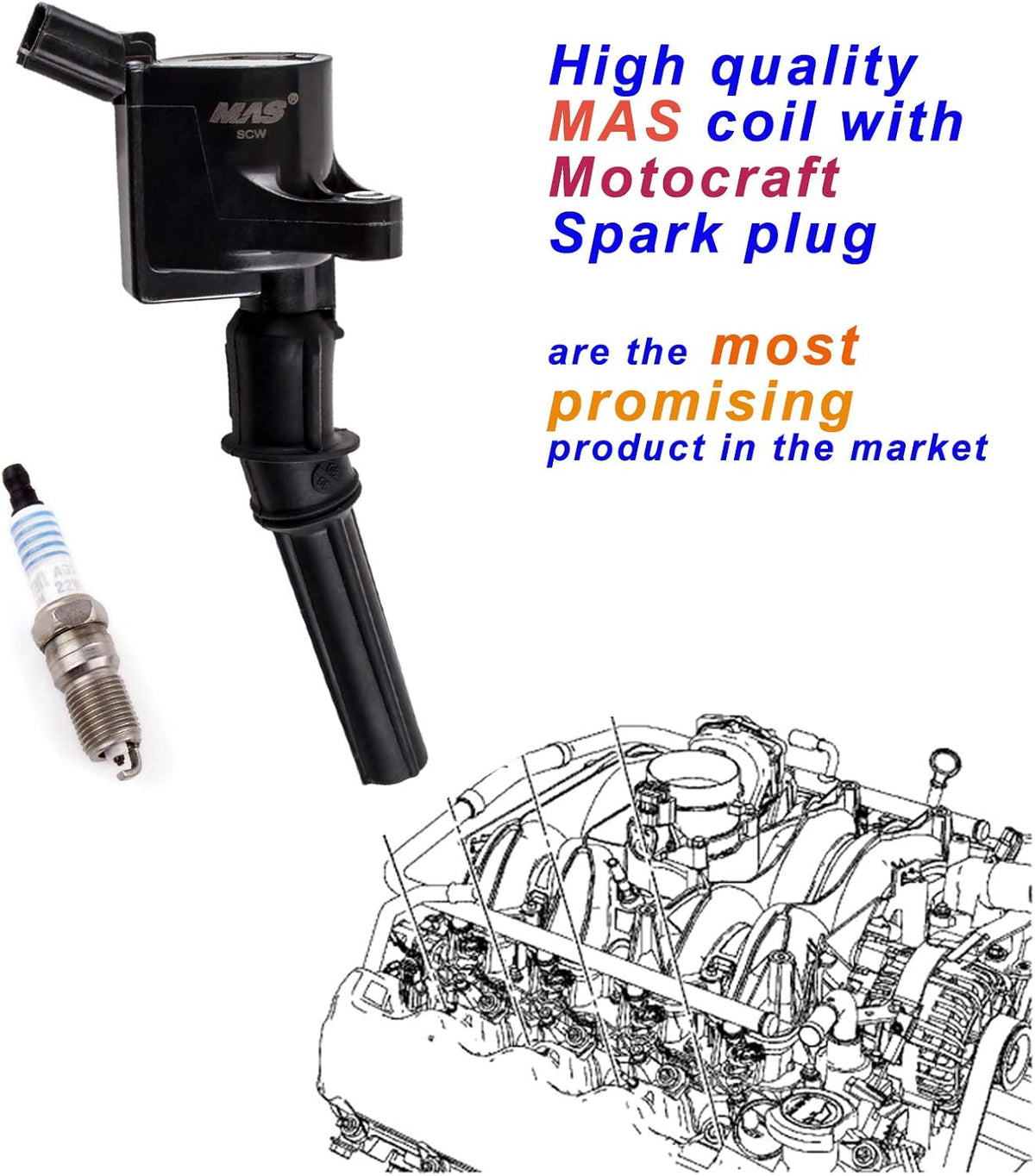 Ignition Coils and Spark Plugs Pack of 8 Pack of 2 I50653