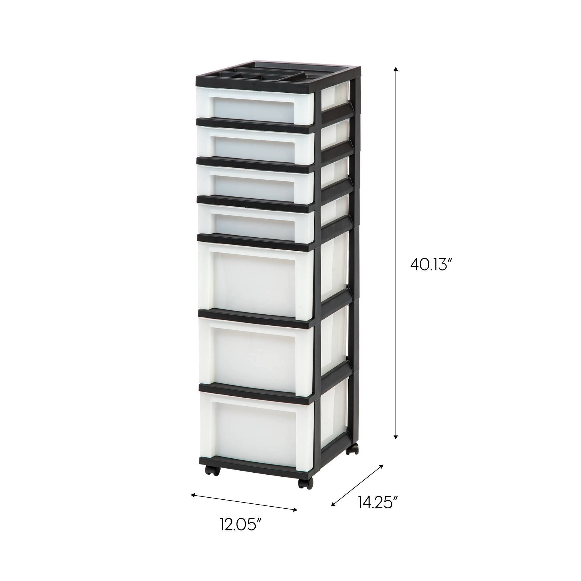 Medium 7-Drawer Rolling Storage Cart with Organizer Top, black/pearl Y306