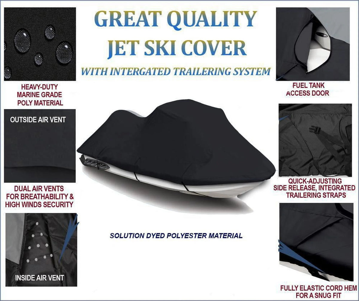 Black Jet Ski Cover for Sea Doo PWC 2000 2001 2002 2 Seater N946