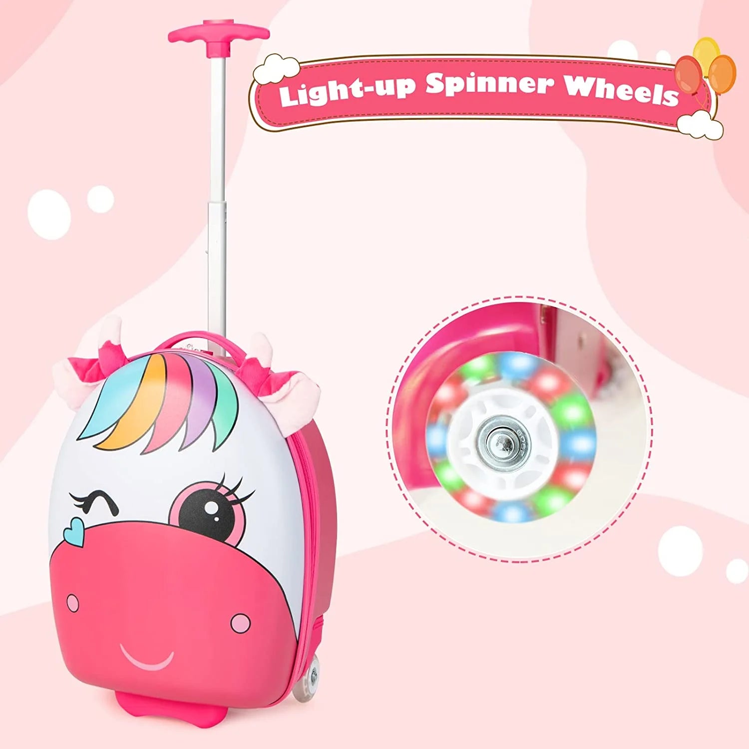 16" Carry On Rolling Suitcase with LED Flashing Spinner Wheels J585497
