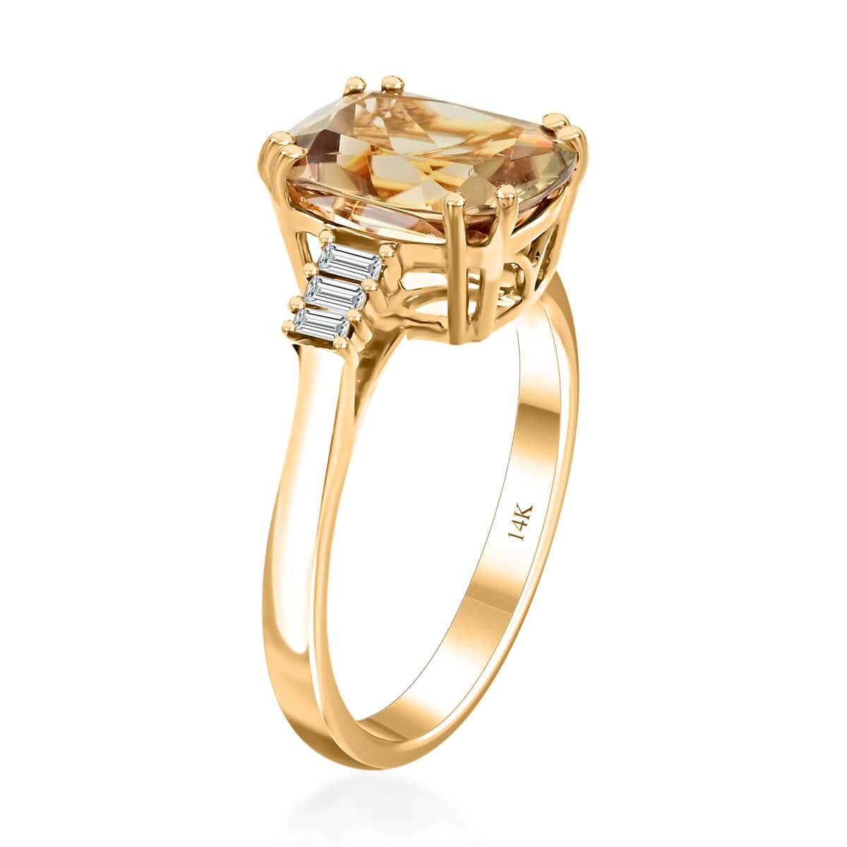 14K Yellow Gold Solitaire Ring with White Diamond Turkizite Size 8 Ct 2.9 S1008