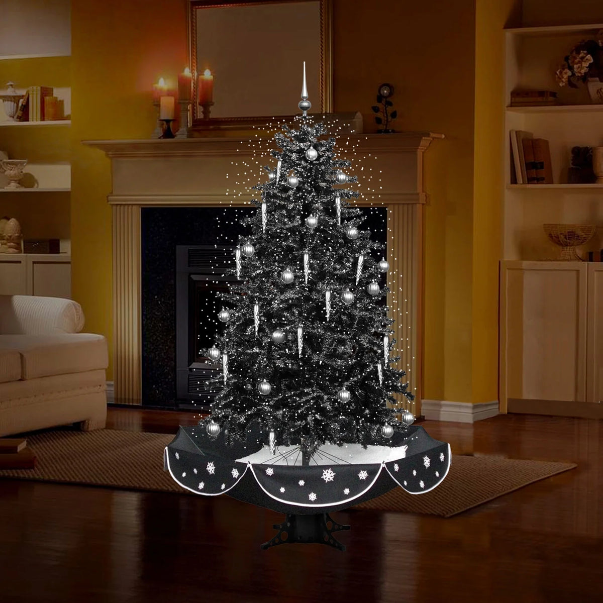 White Prelit LED Musical Christmas Tree with Umbrella Base P3723