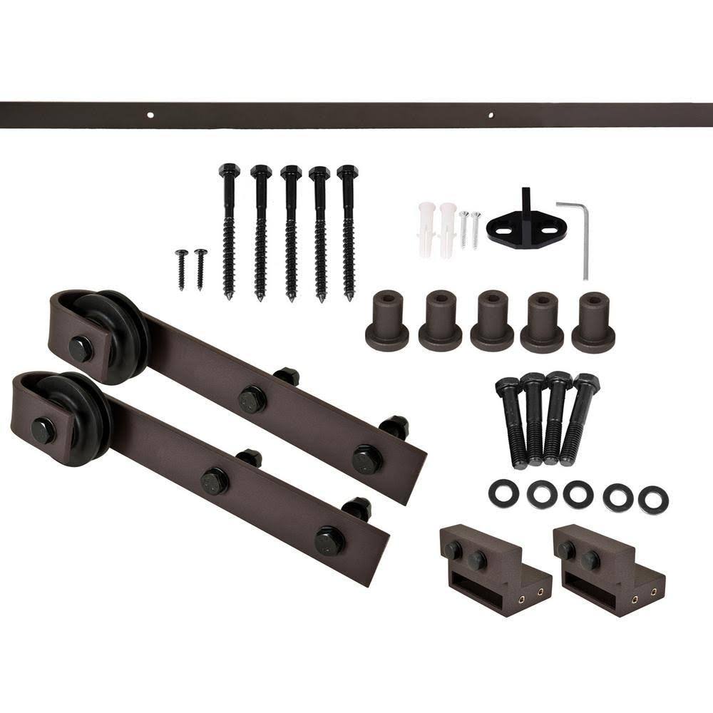 Colonial Maple Stained Wood Sliding Barn Door with Hardware Kit F93763