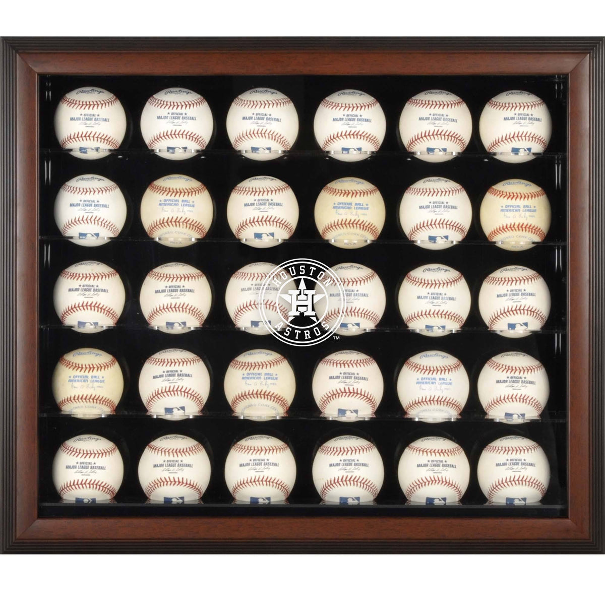Brown Framed 30-Ball Display Case L6566