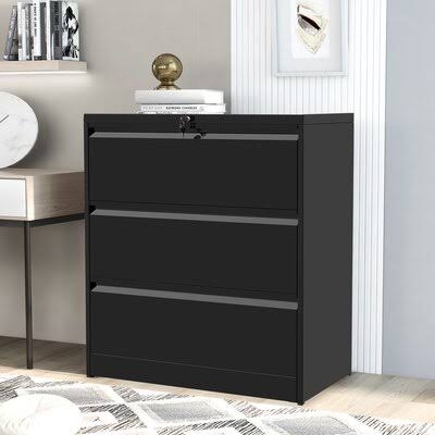 Black 3-Drawer Vertical Filing Cabinet J1696