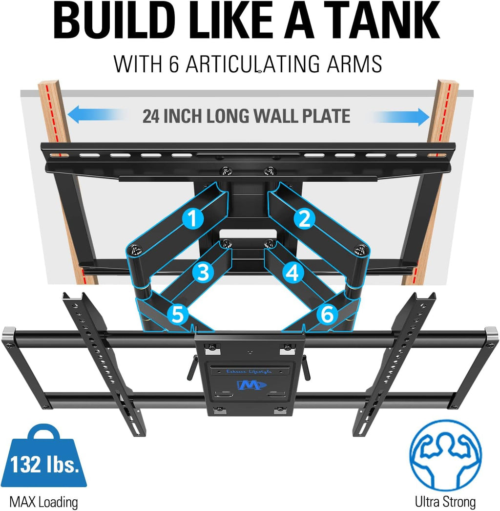 TV Wall Mount for 42-86 Inch TV, Full Motion with Articulating Arms, Max VESA 800x400mm M976