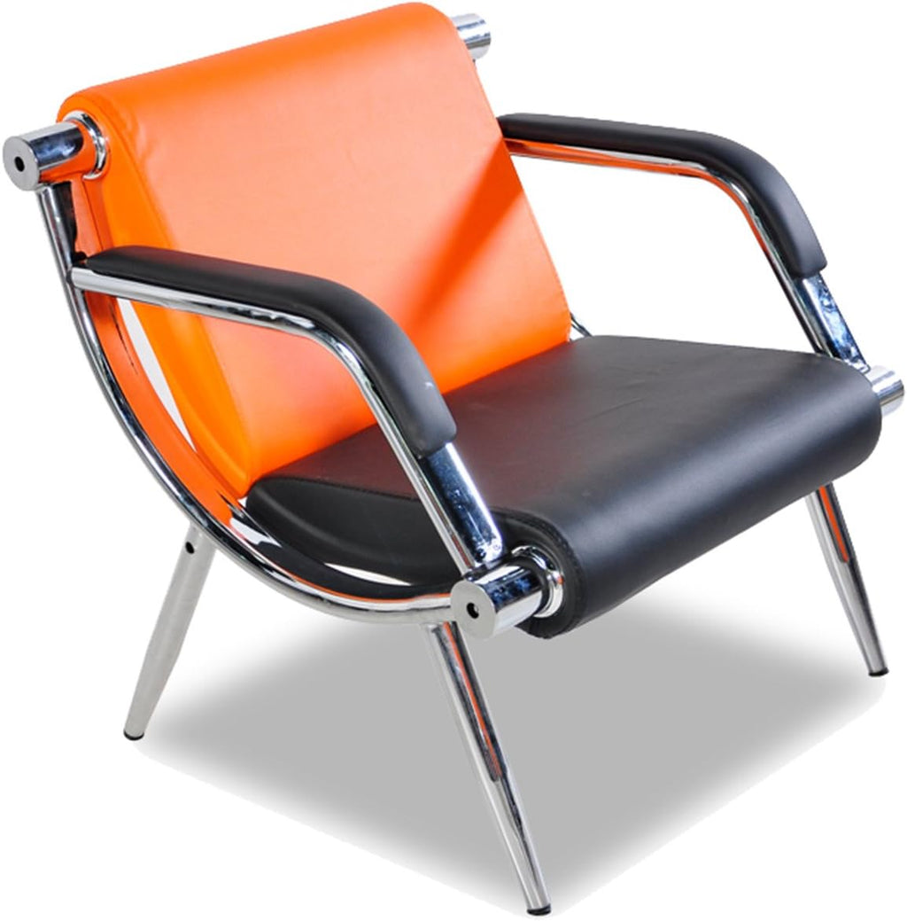 Orange And Black PU Leather Office Reception Chair U862955