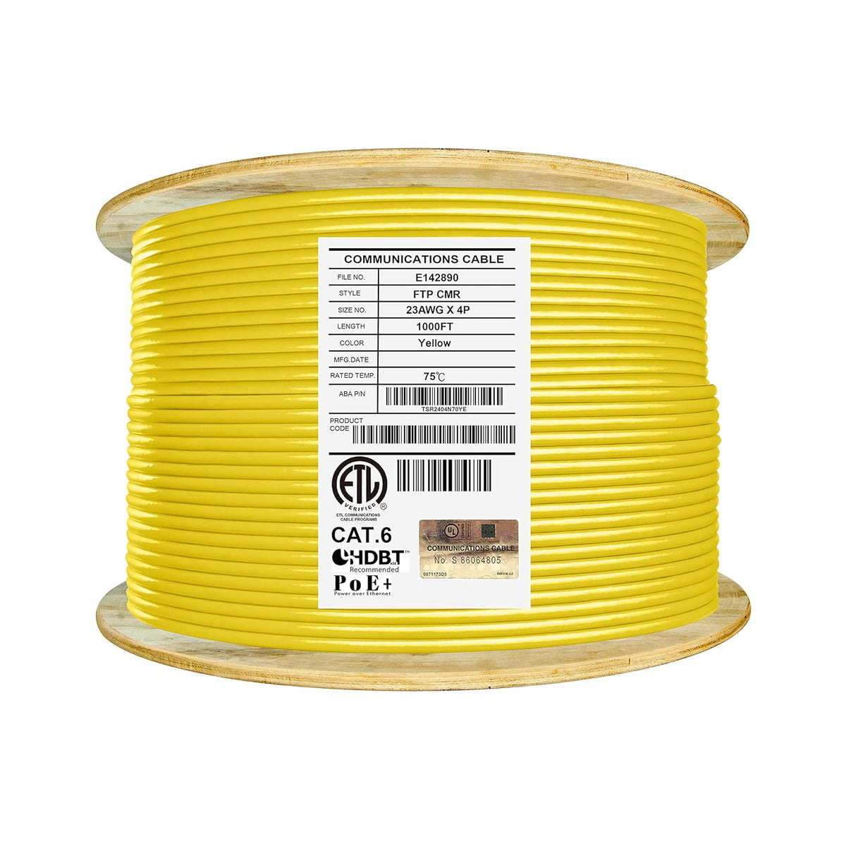1000ft F/UTP 23AWG Solid Bare Copper Bulk Ethernet Cable Reel F143441