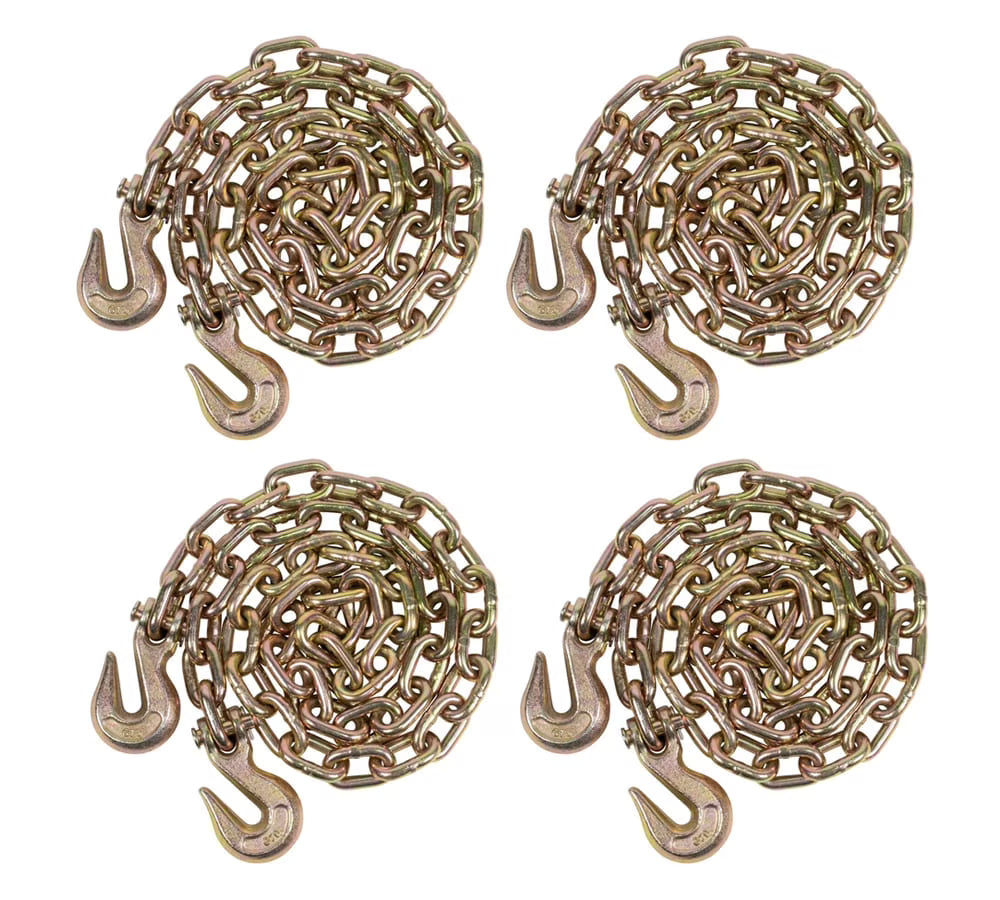 4 Pack 1/2 Inch x 20 FT Grade 70 Binder Chain with Clevis Grab Hooks S912