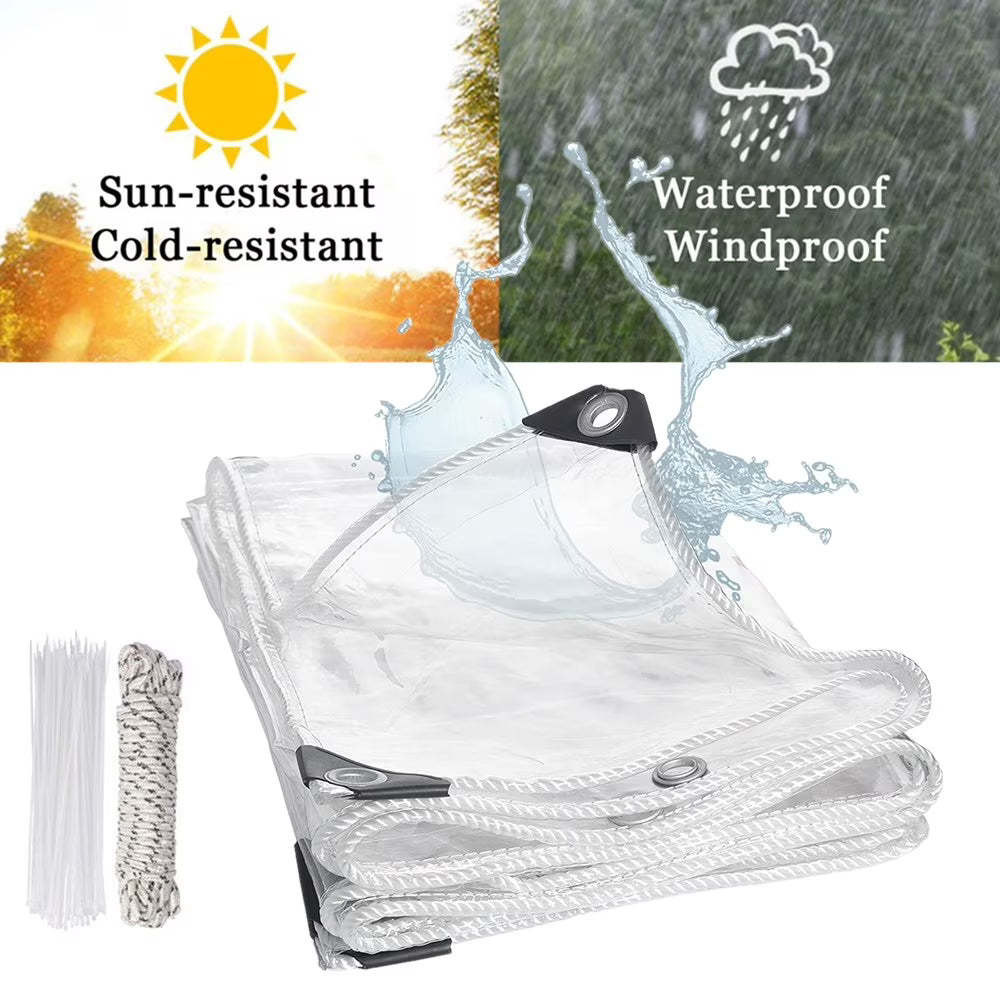 Clear Tarps Heavy Duty PVC Vinyl 13.8 Mil Tarpaulin with Metal Grommets Z58067