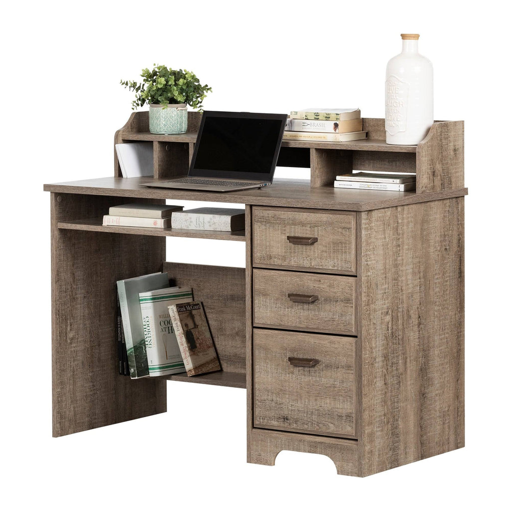 Winter Oak Computer Desk with Hutch N51325