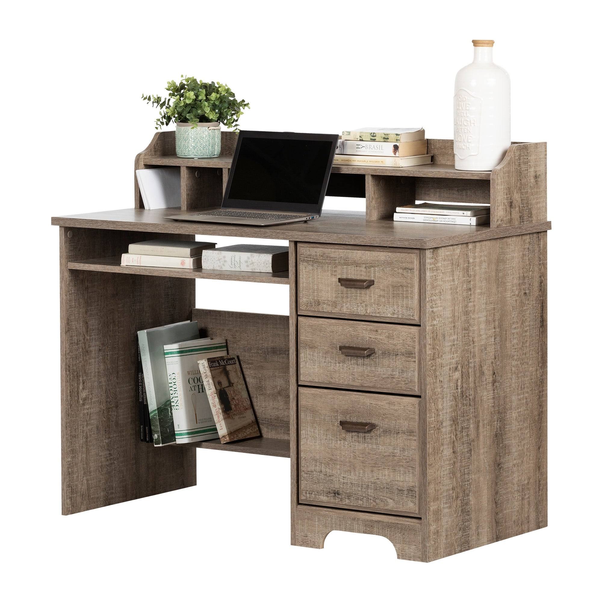 Winter Oak Computer Desk with Hutch N51325
