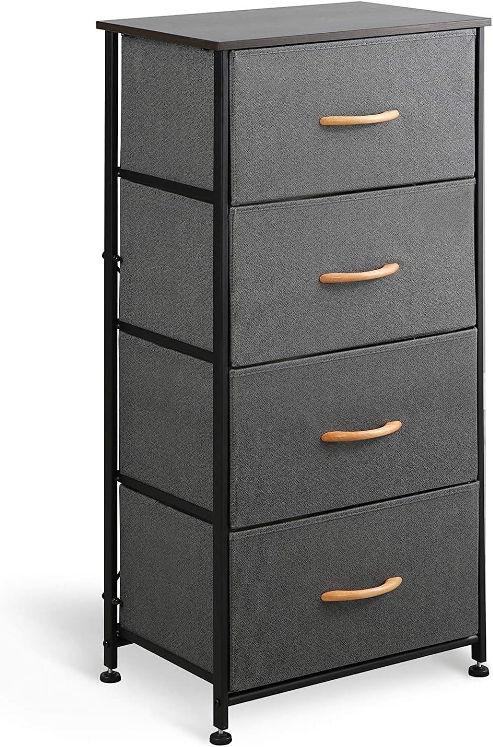Black/Rustic Brown 4 Drawer Fabric Nightstand Dresser H981546