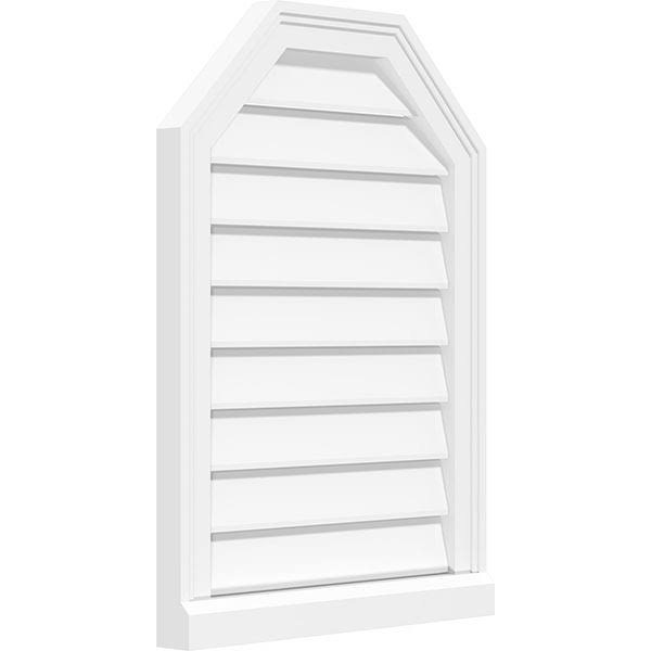 30x22W x 34x22H Octagonal Top Surface Mount PVC Gable Vent with Brickmoul A466613