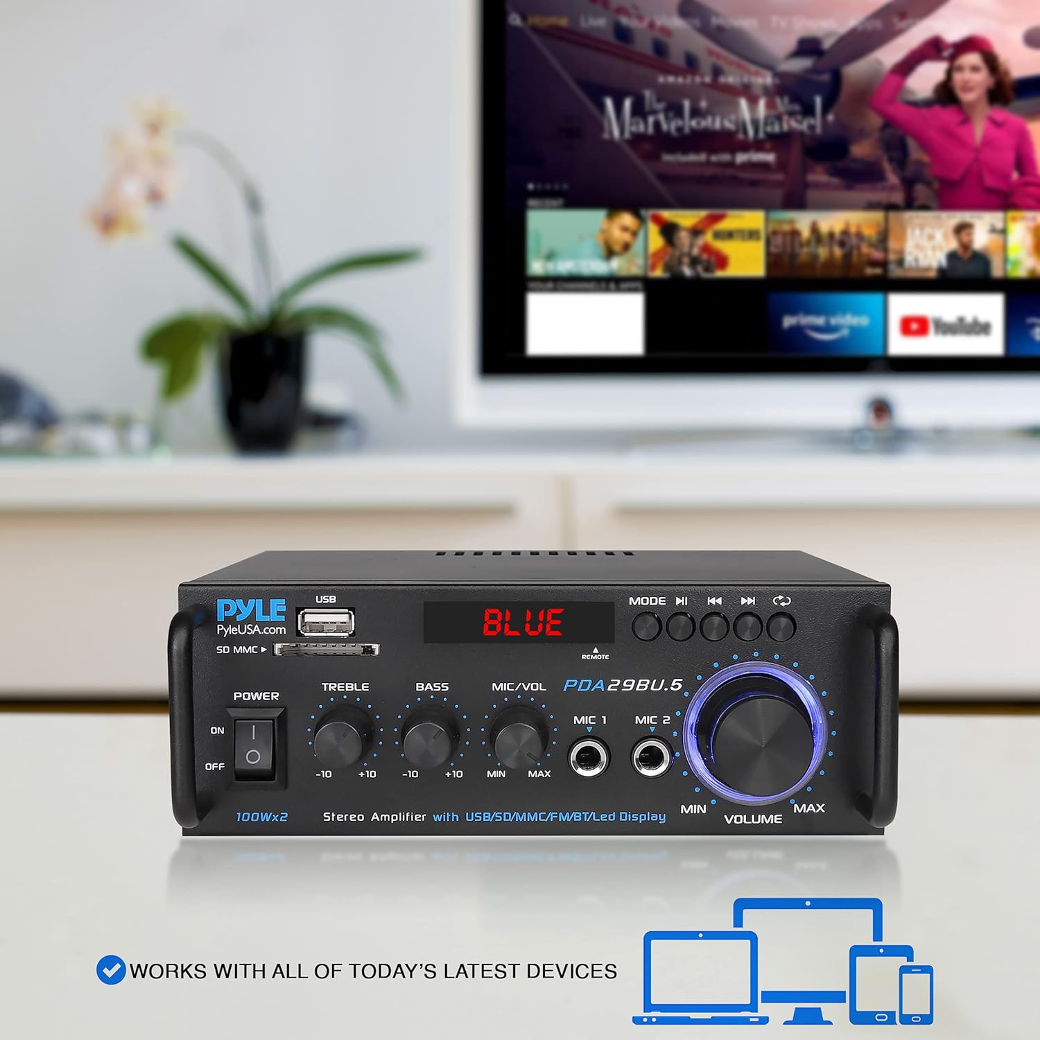 200W 2 Channel Bluetooth Stereo Power Amplifier with FM Radio O35635
