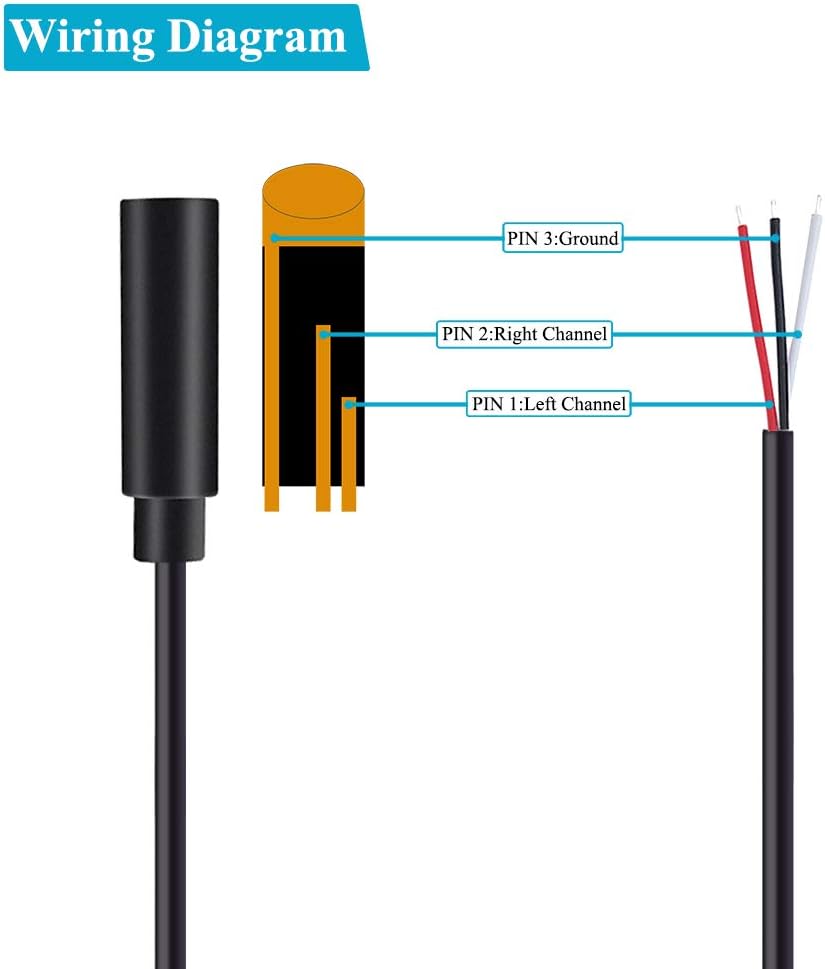 3.5mm Female Jack to Bare Wire TRS 3 Pole Stereo Audio Cable (4 Pack) M183