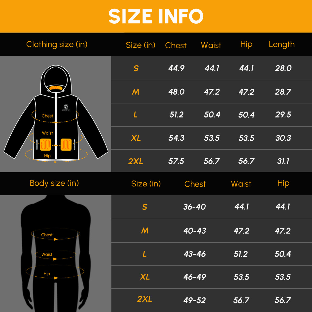 Black Waterproof Windproof Heated Jacket with Battery Pack S522