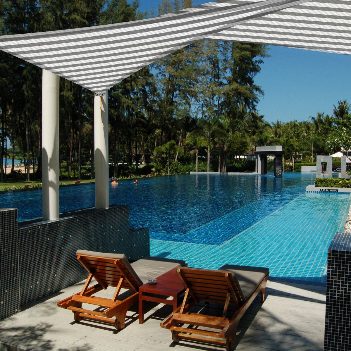 Gray+White Triangle Sun Shade Sail R4192