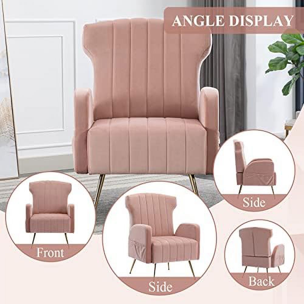 Emerald Velvet Wing Back Accent Chair with Metal Legs L920634