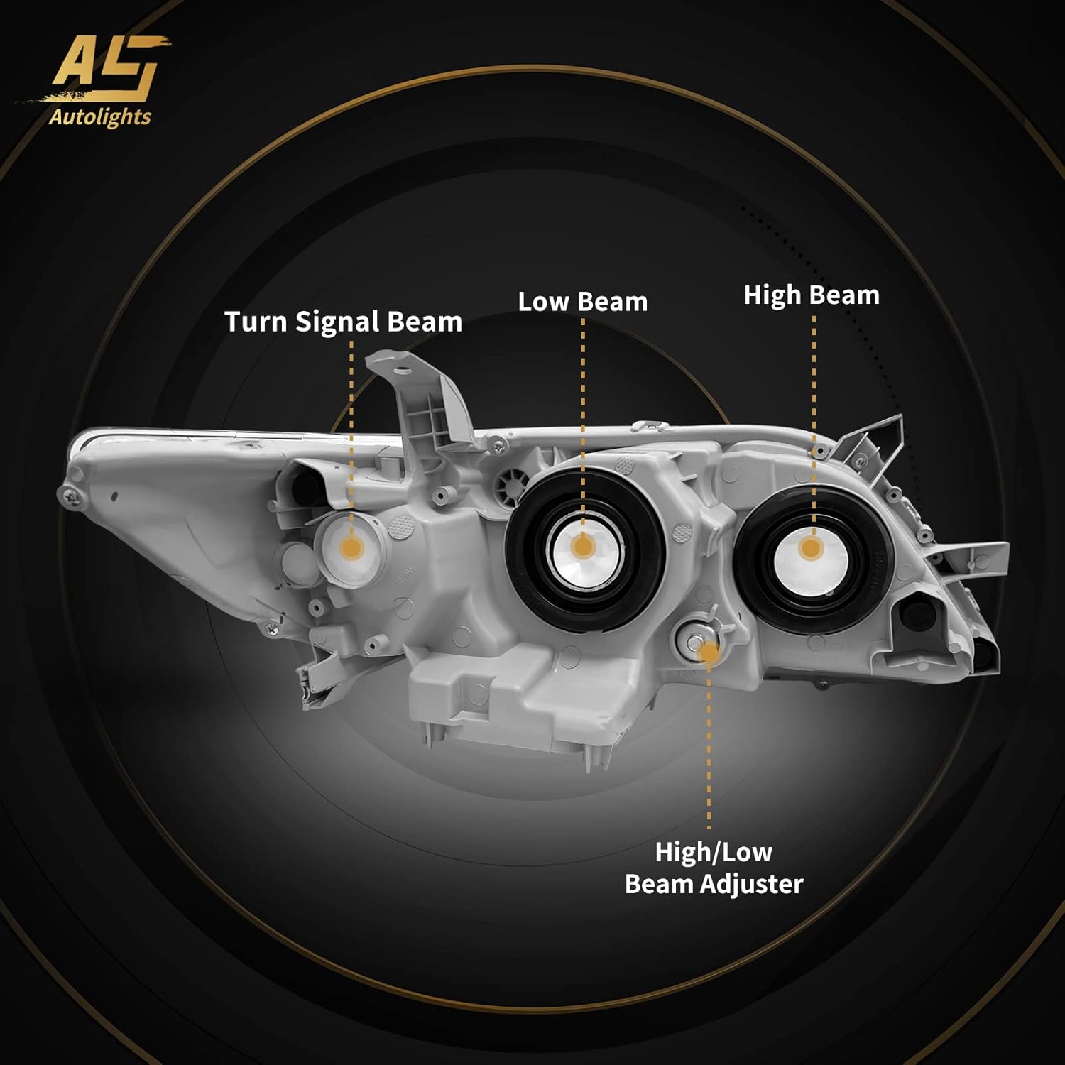 Headlight Assembly Compatible with 2007-2009 Toyota Camry Chrome Housing S25509