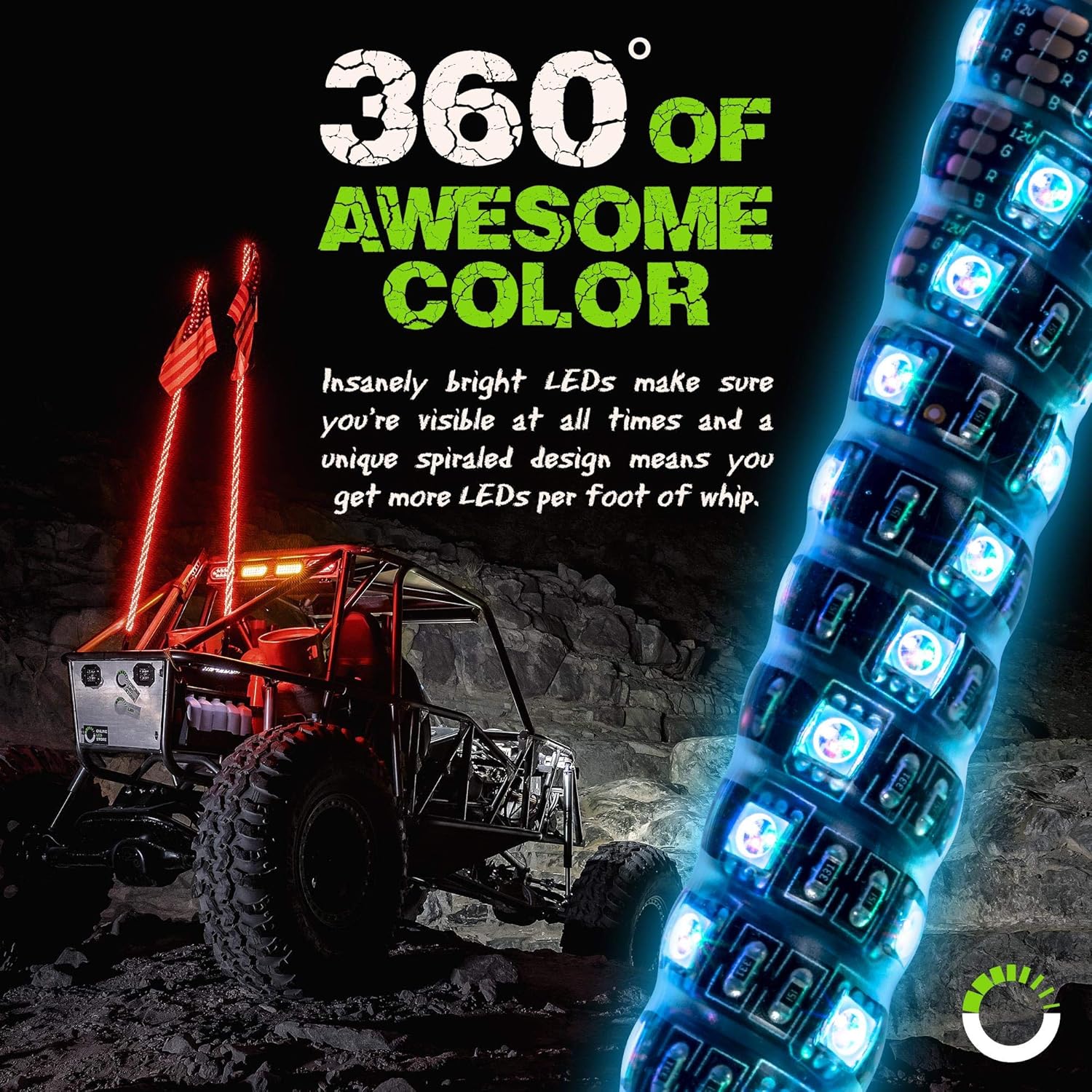 3ft Spiral LED Whip Light Antenna for UTV ATV P234
