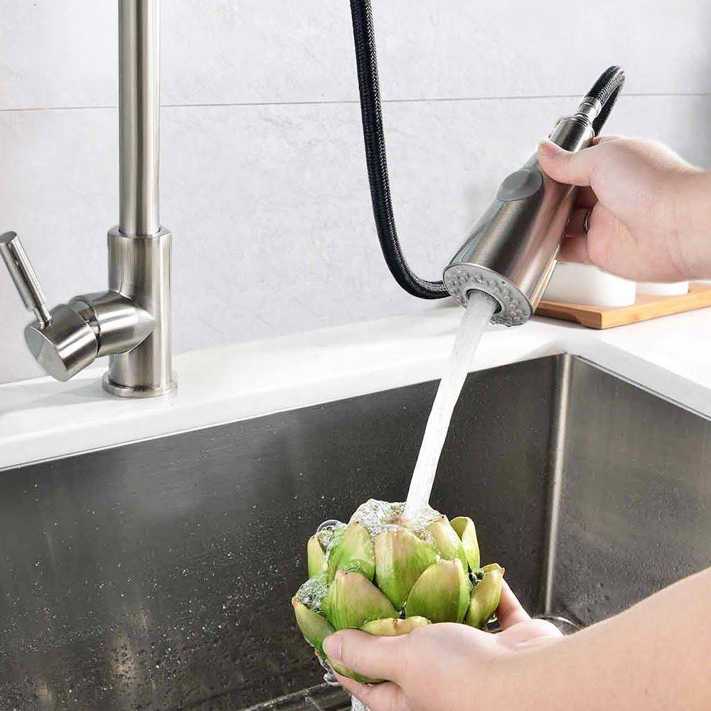 Commercial Stainless Steel Single Handle Pull Down Sprayer Kitchen Faucet D83613
