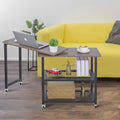 360° Rotating Sofa Side Table with 2-Tier Storage Shelves E7008
