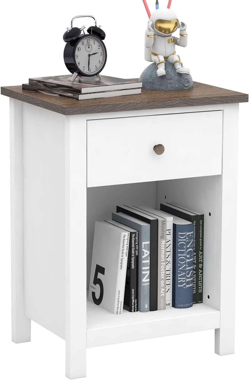 White 1-Drawer Wooden Nightstand H34600