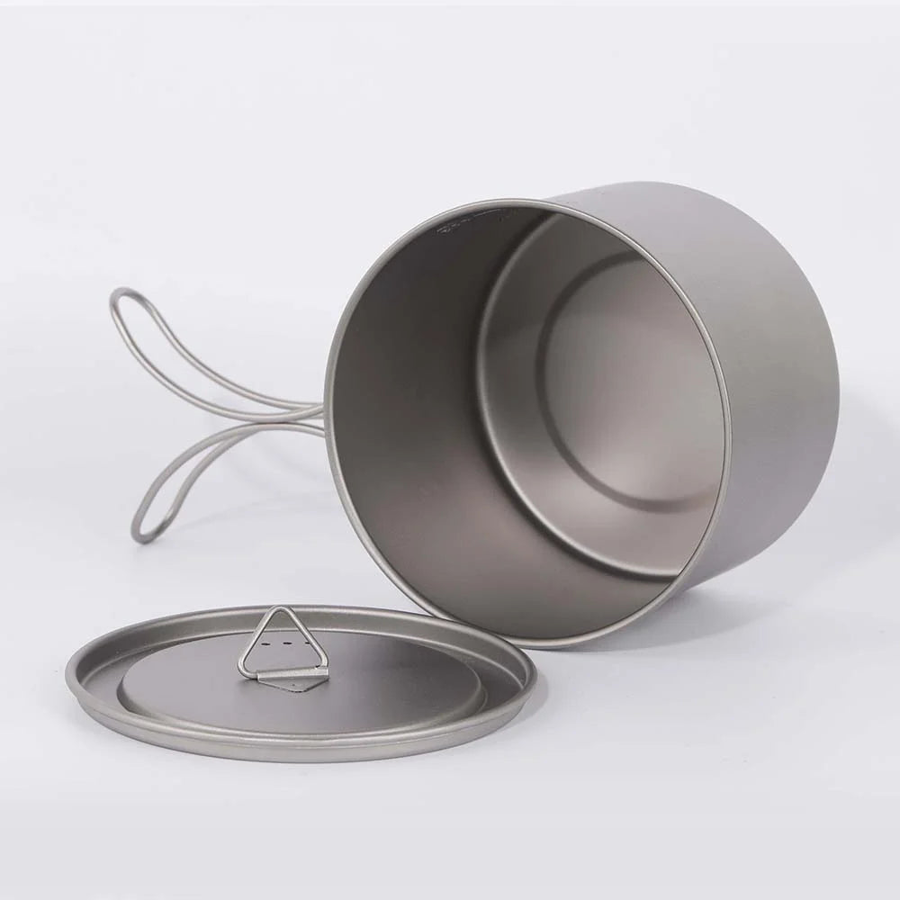 900ml Titanium Cup Pot with Lid and Foldable Handle U913