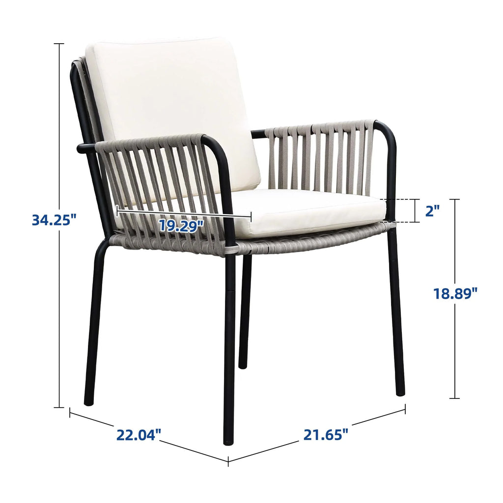 Green and Grey Rope Woven Dining Chair Set of 2 M66772
