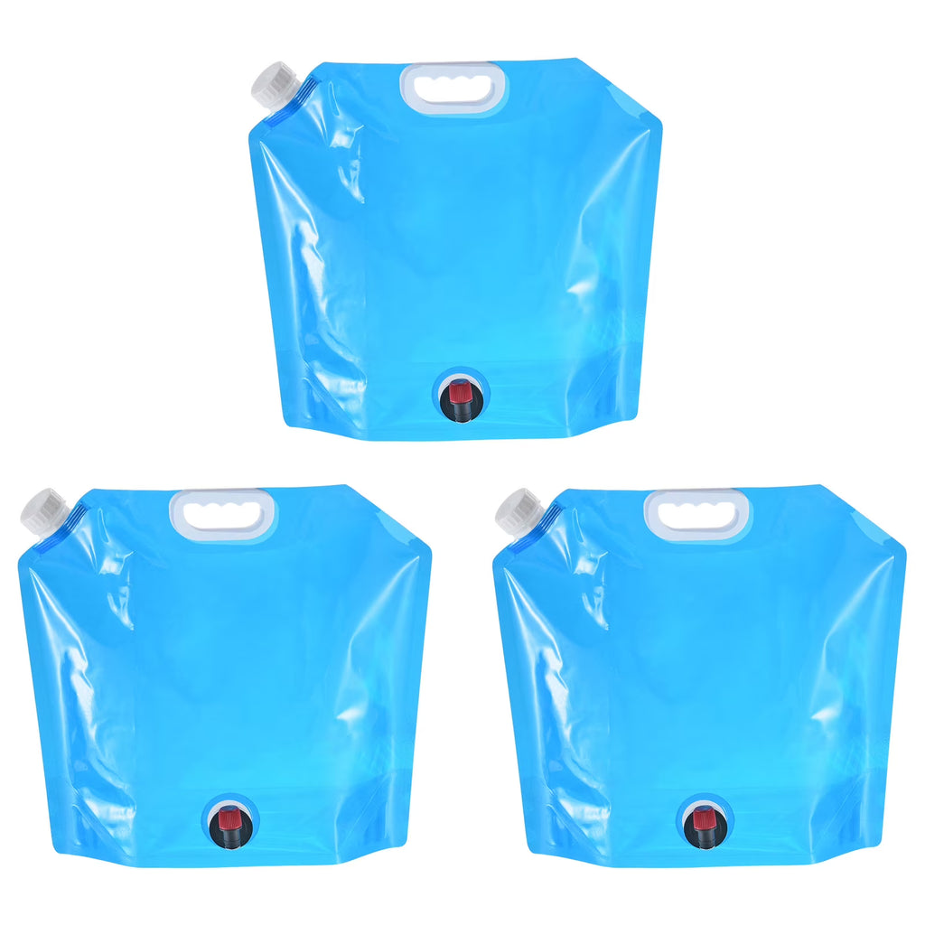 10L Collapsible Water Container Bag with Spigot, 3 Pack Blue O696844