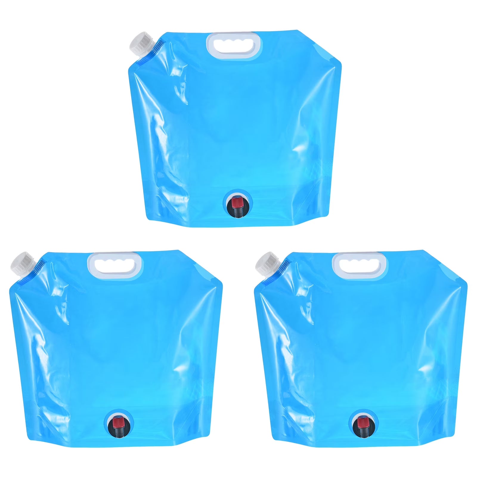 10L Collapsible Water Container Bag with Spigot, 3 Pack Blue O696844