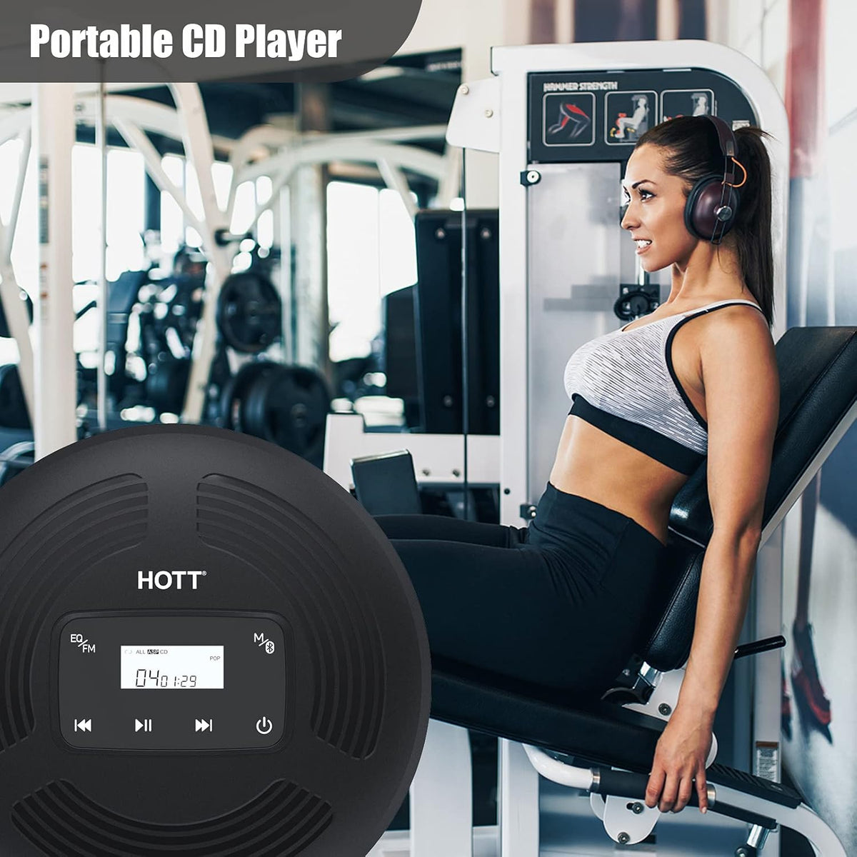 Portable CD Player with Bluetooth 5.0 and FM Transmitter C889