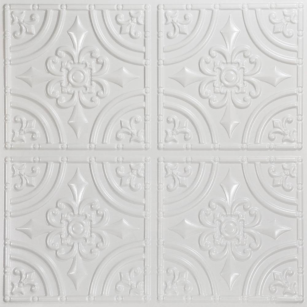 Wrought Iron PVC Ceiling Tile in White Pearl X382
