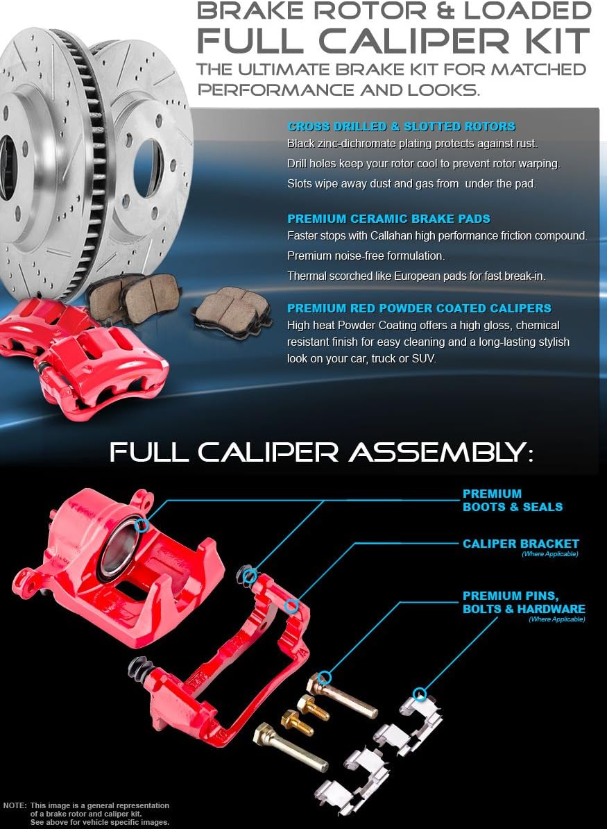Powder Coated Red Calipers 8 Lug Rotors Ceramic Pads Kit V767391