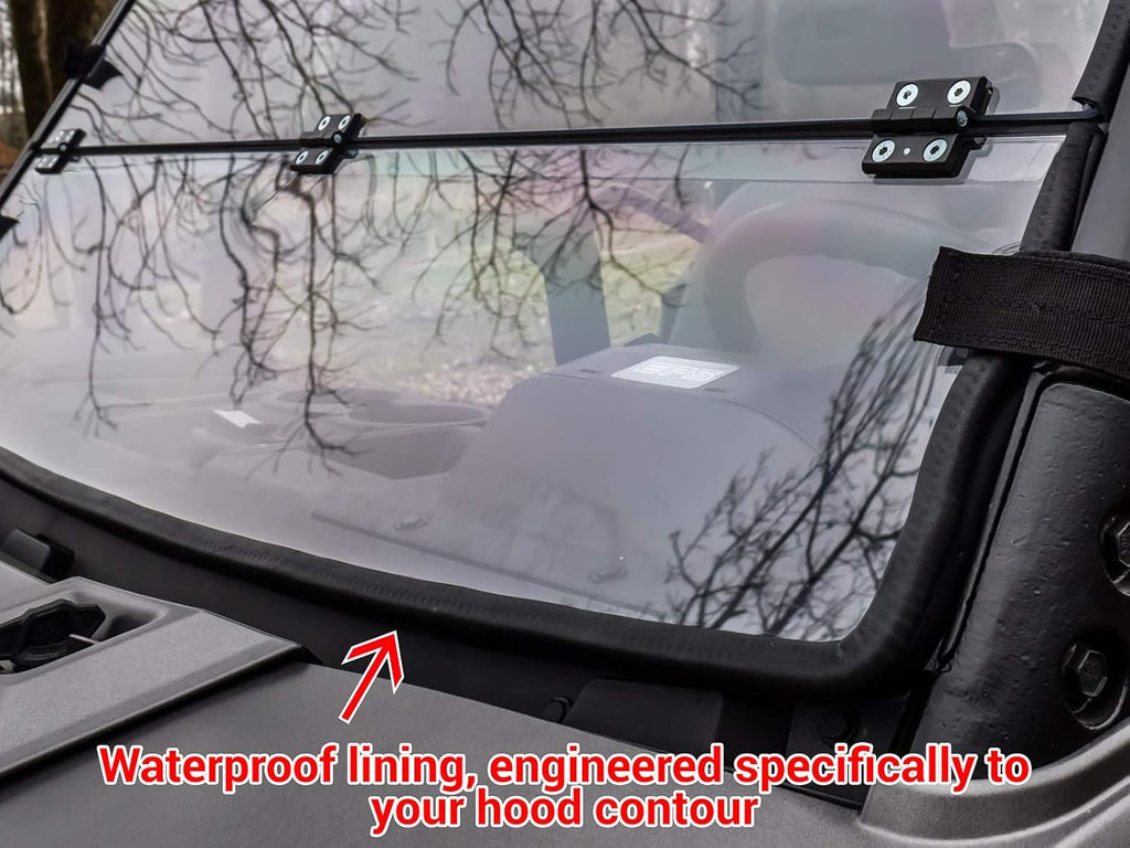 Non-Scratch Resistant Flip/Fold Down 2-in-1 Windshield for Polaris Ranger XP 900 / XP 900 Crew, 1/4 Thick Polycarbonate S3007