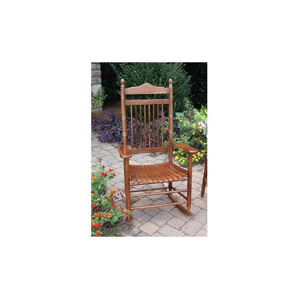 Coastal Peach Orange Wood Rocking Chair W114