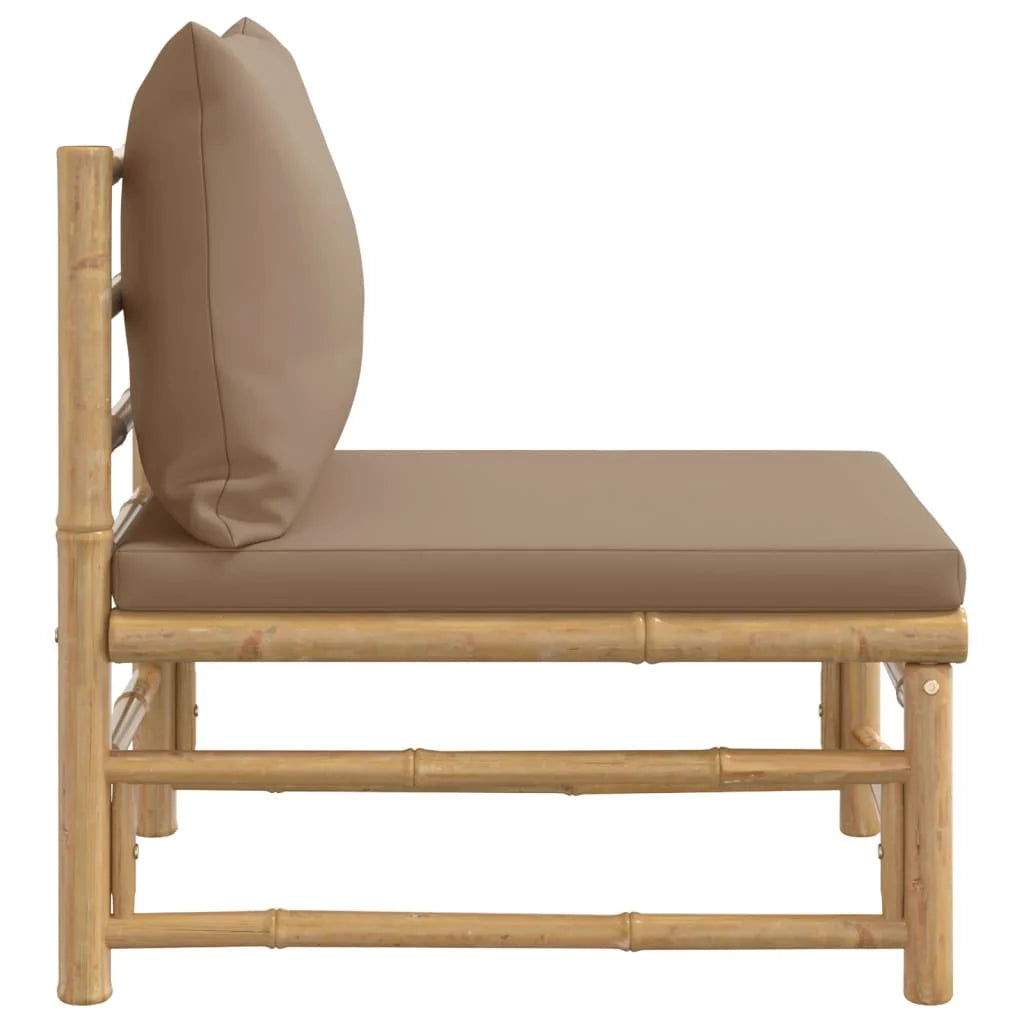 Bamboo Patio Sofa with Taupe Cushions L9465