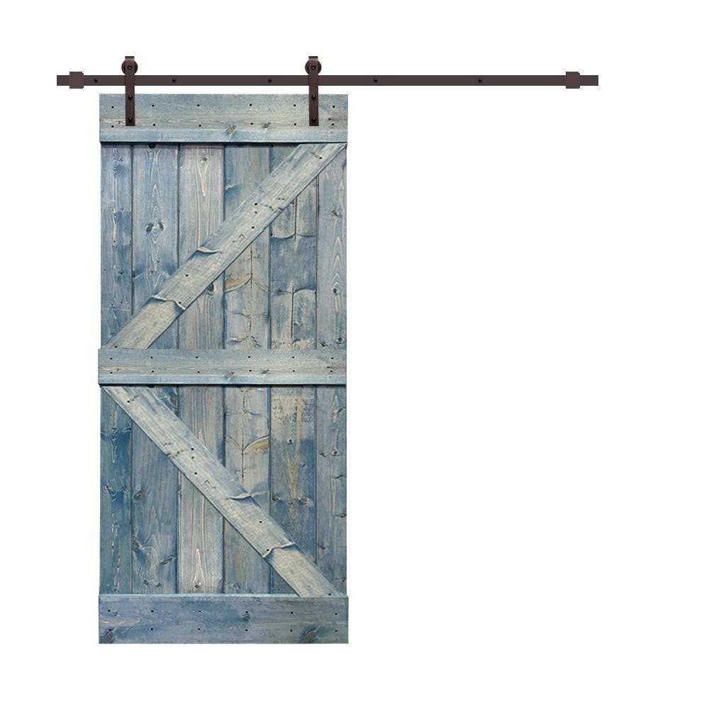 Colonial Maple Stained Wood Sliding Barn Door with Hardware Kit F93763