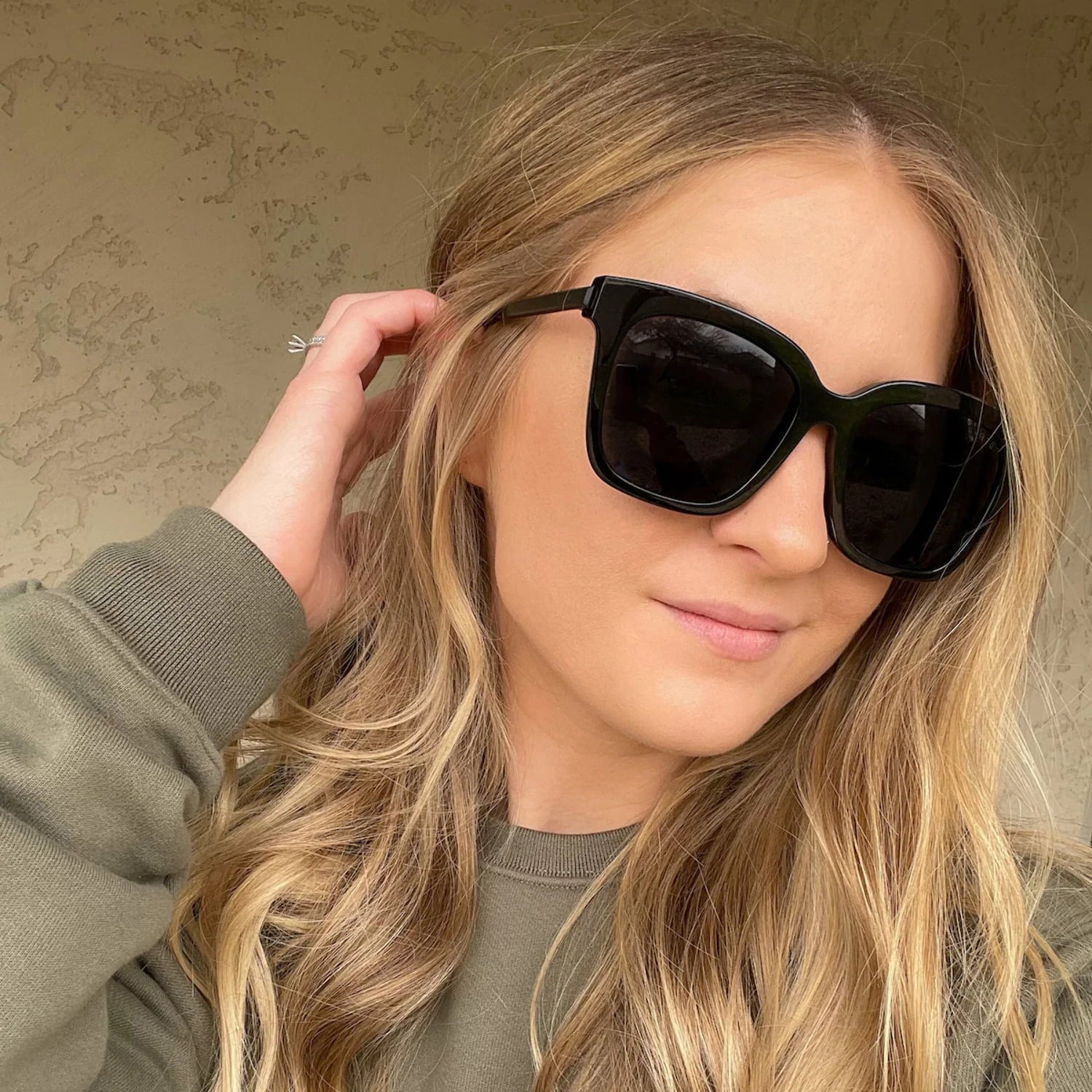 Oversized Polarized Sunglasses Black Grey V10613