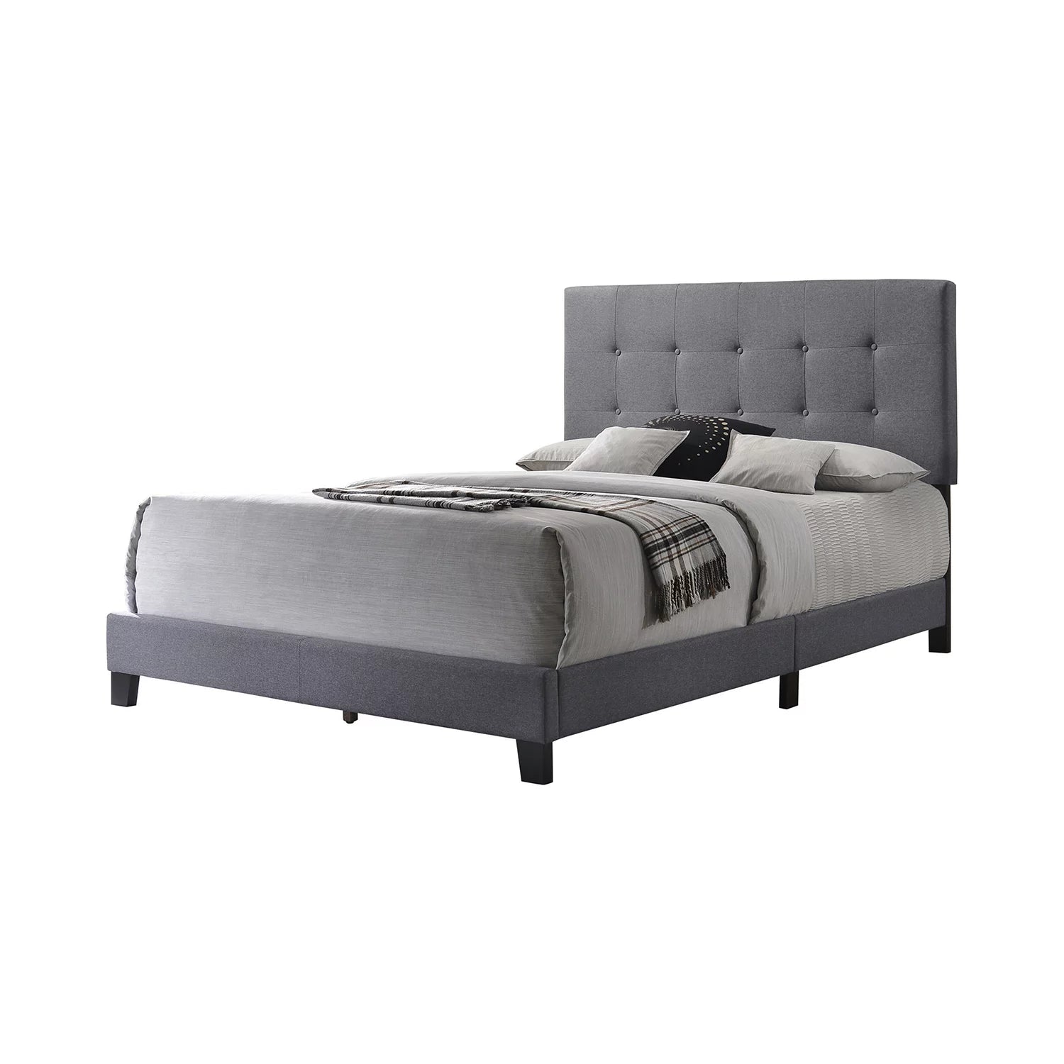 Grey Tufted Upholstered Queen Bed O89806