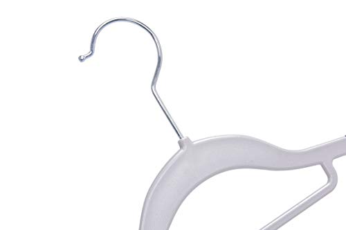 50 Pack Non-Velvet Plastic Heavy Duty Coat Hanger Set with Gray Swivel Hooks F747