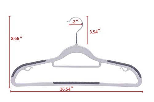 50 Pack Non-Velvet Plastic Heavy Duty Coat Hanger Set with Gray Swivel Hooks F747
