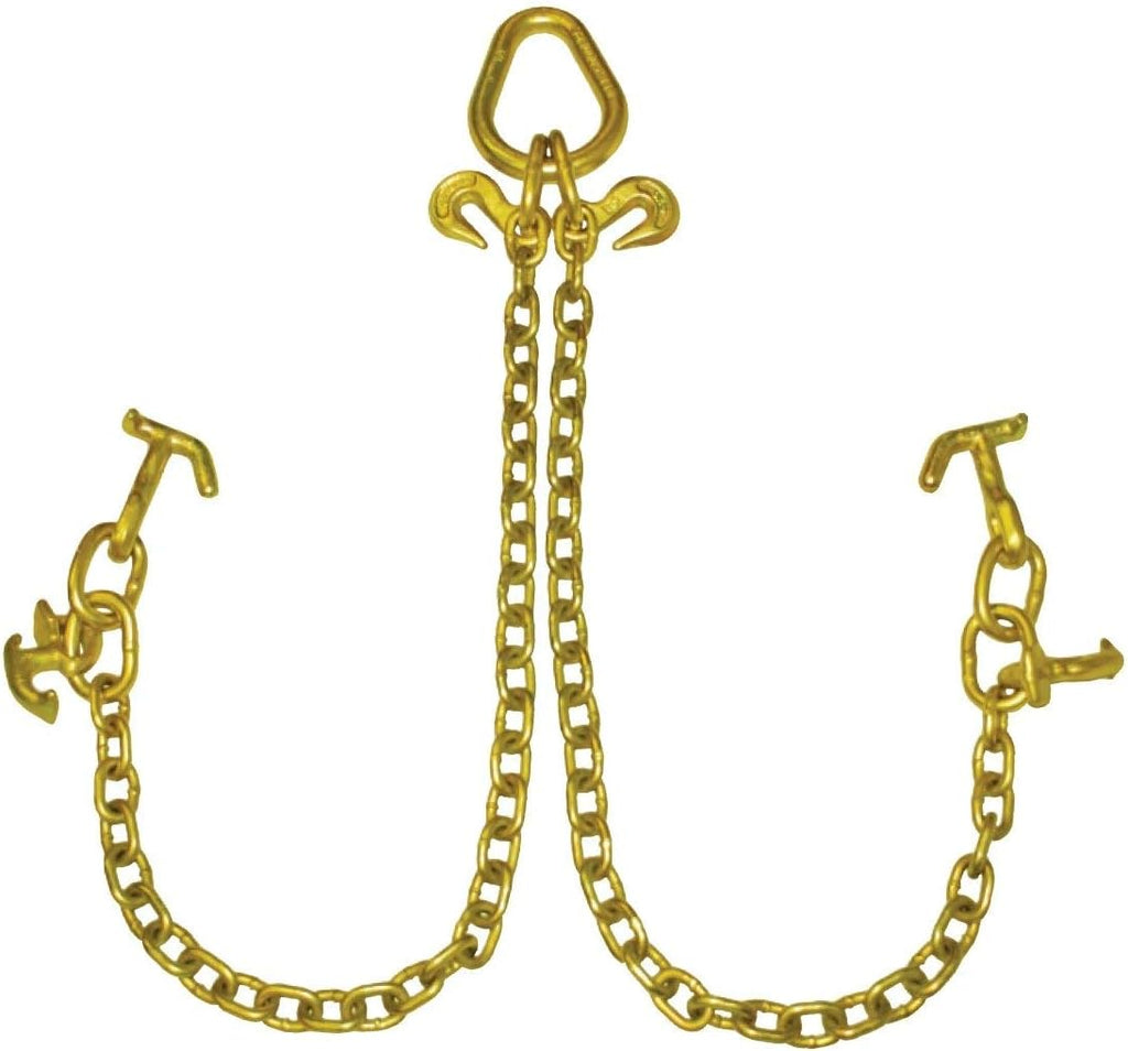 Grade 70 Towing Chain Bridle with R-Hooks and T/J Combination Hooks - 48 Inches Long - 4,700 Pound Safe Working Load J858