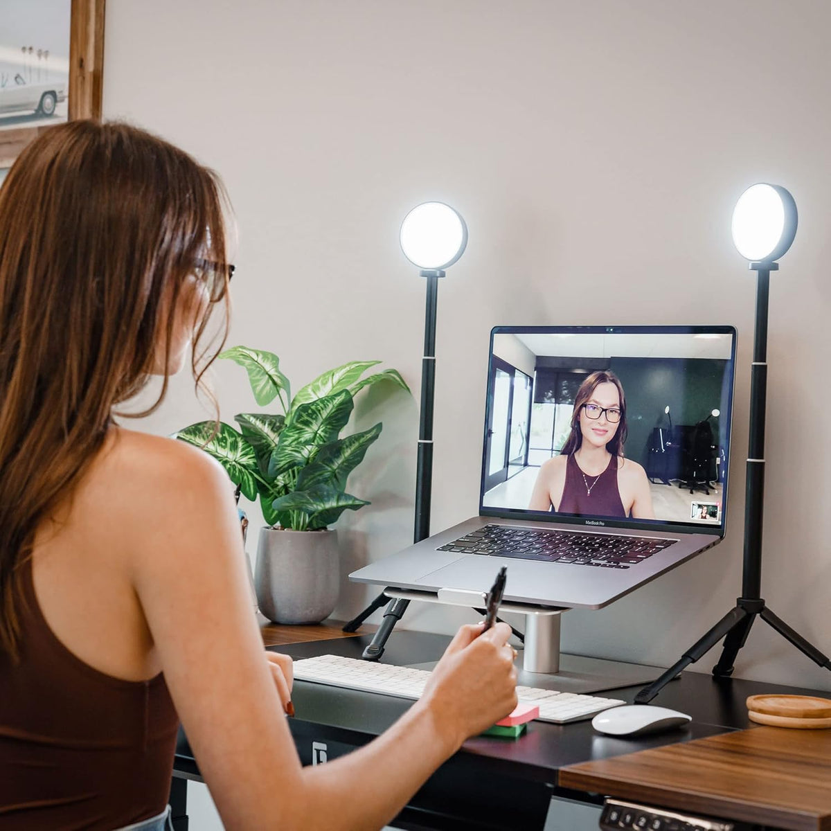 Video Conference Lighting Kit with Adjustable Brightness and Color Temperature, Stand and Mount Included T61713